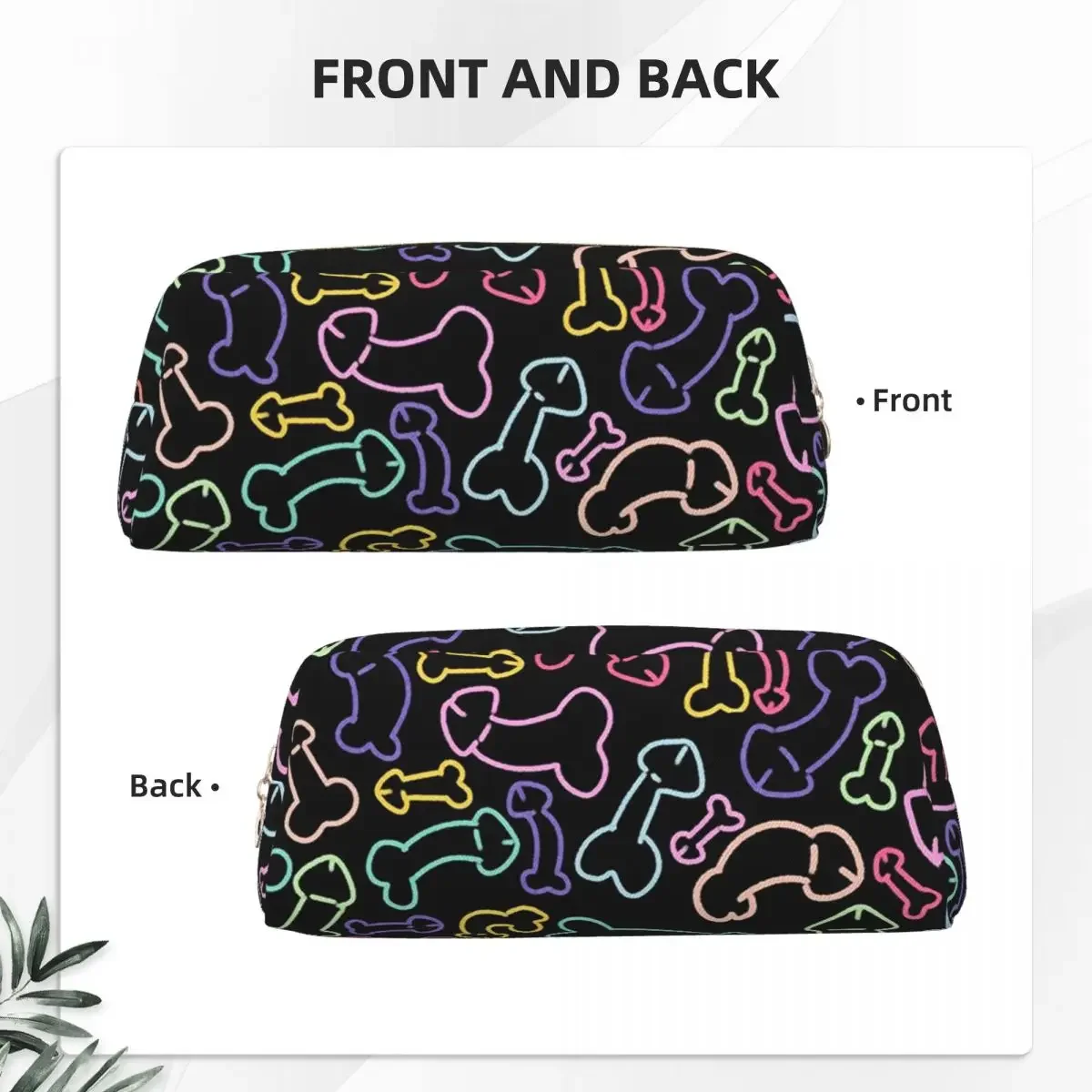PASTEL PENIS PATTERN MASK BLACK Pencil Cases for Students School Pen Box Pencil Bag Pencil Pouch Storage Stationery Supplies
