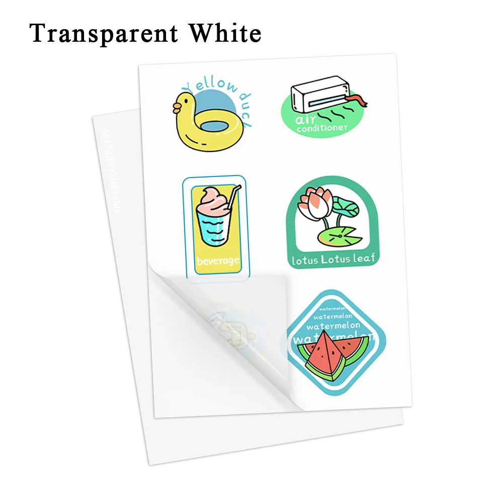 10 Sheets Printable Vinyl Sticker Paper Transparent White A4 Paper Sheet for Inkjet Printer 50% Transparent Vinyl Paper DIY