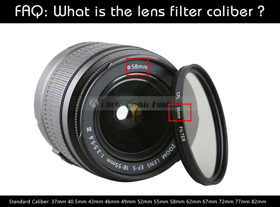Резьбовой фильтр для объектива камеры CPL, поляризационный фильтр 37/40,5/43/46/49/52/55/58/62/67/72/77/82 мм для Canon Nikon Sony Olympus Fujifilm