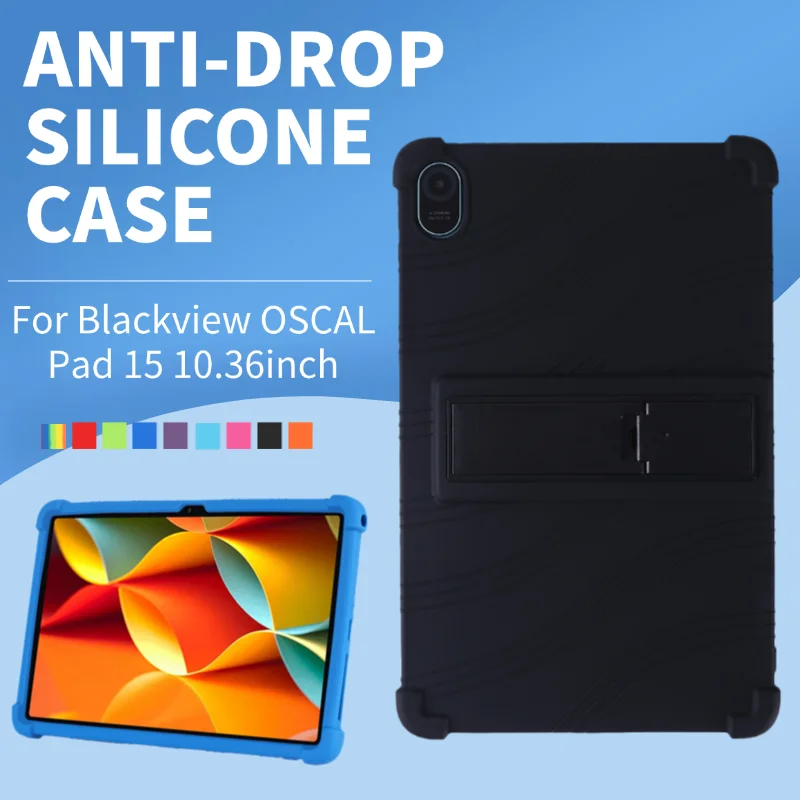 For Blackview OSCAL Pad 15 Case 10.36inch Tablet Shockproof Soft Silicone Cover with Airbags And Kickstand Funda Protection
