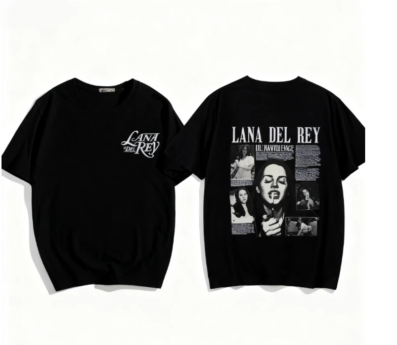 2025 جديد لانا ديل ري المغني تي شيرت مطبوع كم قصير لينة تي شيرت الربيع الصيف عادية الرجال/النساء تي شيرت ريترو القمم #1