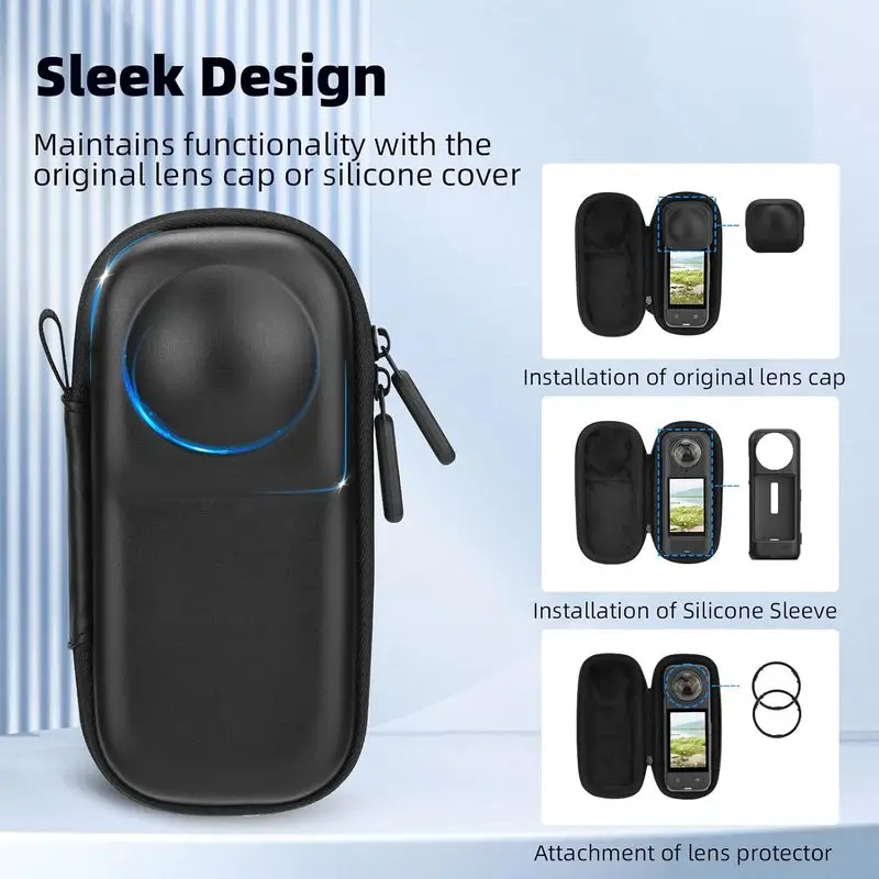 Hard Shell Case for Insta360 X4 X5, Travel Storage Bag, Protective Cover with Wrist Strap & Carabiner, Shockproof Pouch