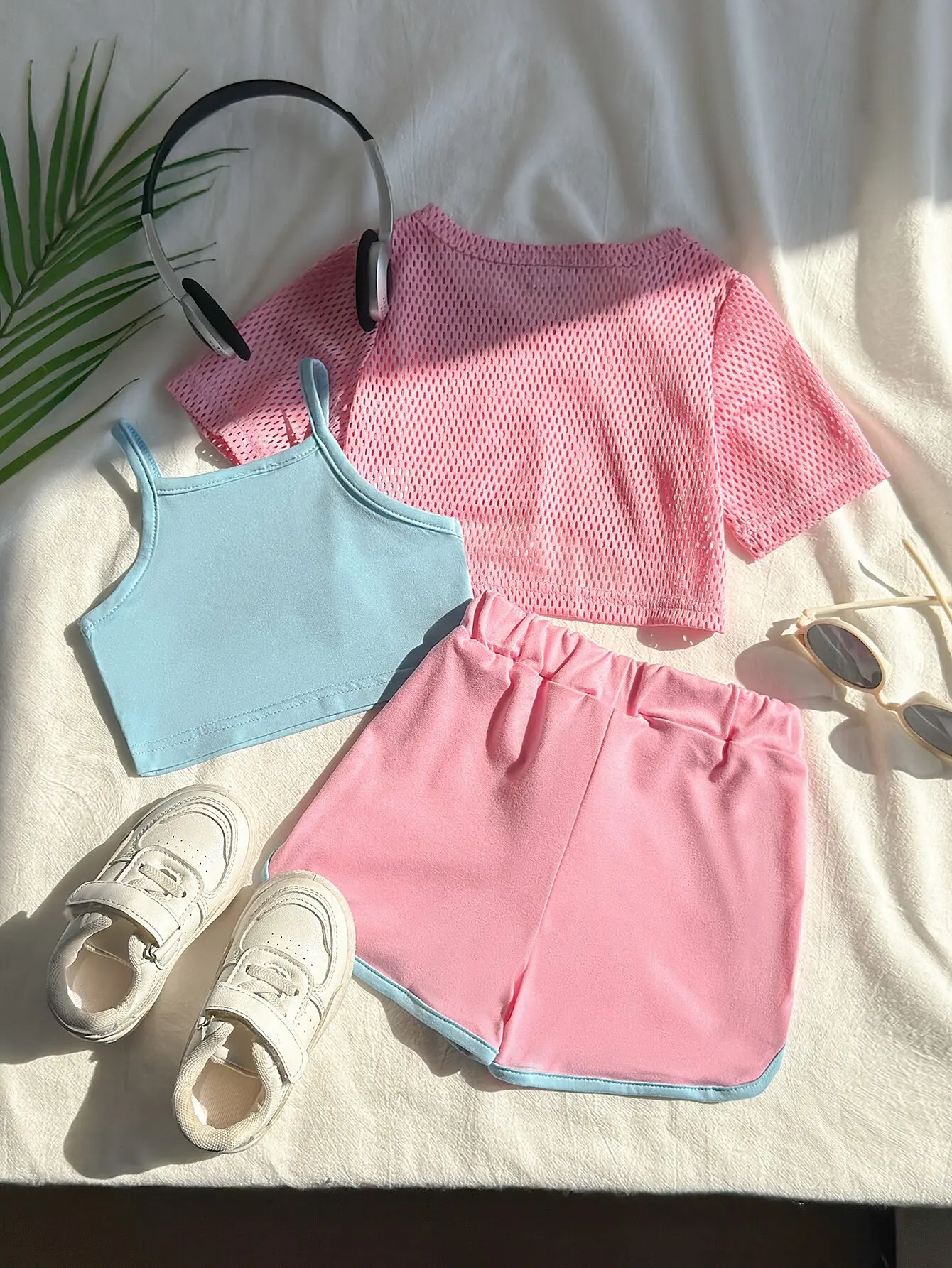 Outdoor Sports Clothes Tennis Clothes Running Clothes Basketball Clothes Sweet Cute Loose 3-Piece Set Digital Print Baby Girl