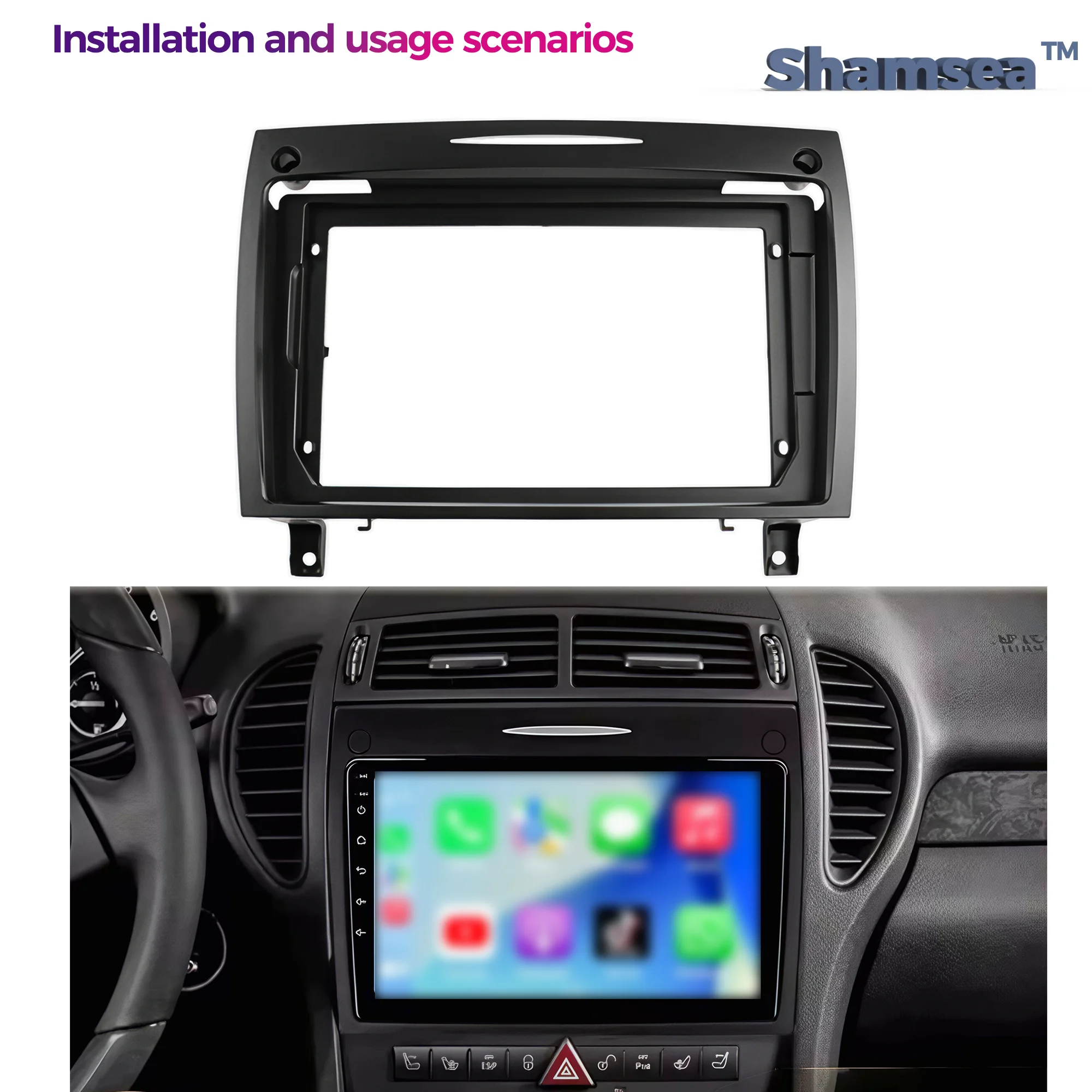 9 Inch Double Din Car Stereo Radio Fascia Frame Dash Kit for  Mercedes Benz SLK Class R171 SLK280 SLK300 2004-2009