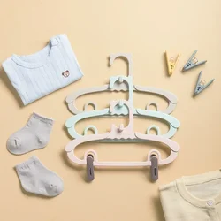 Cute Child Baby Clothes Hanger With Clothespin Adjustable Storage Rack Home Storage Organizer For Kid Clothes Coat Dress