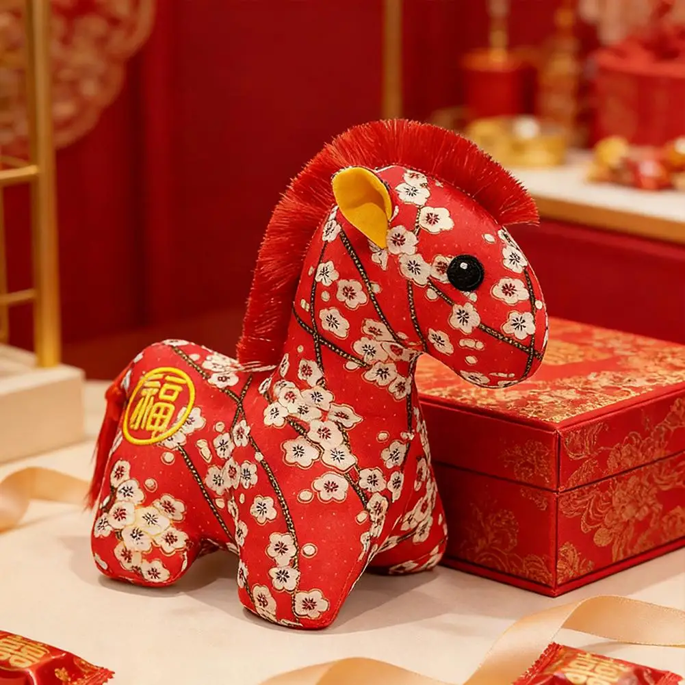 Pluszowa maskotka konia na Chiński Nowy Rok 2026, pięciokwiatowy koń, miękka zabawka, prezent na festiwal, upominek na imprezę.