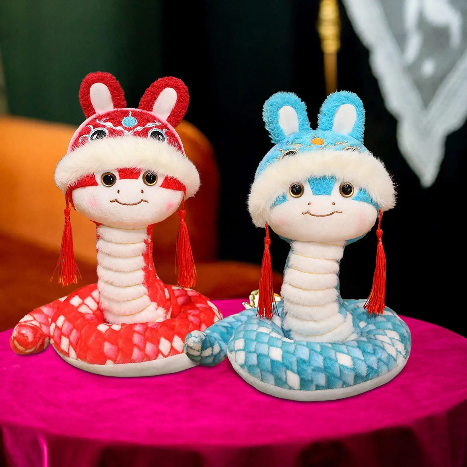 

2025 Chinese Snake Plush Toy Soft Decor Animal Stuffed Snake Figure for Hotel Chinese New Year Party Supplies Holiday Souvenir