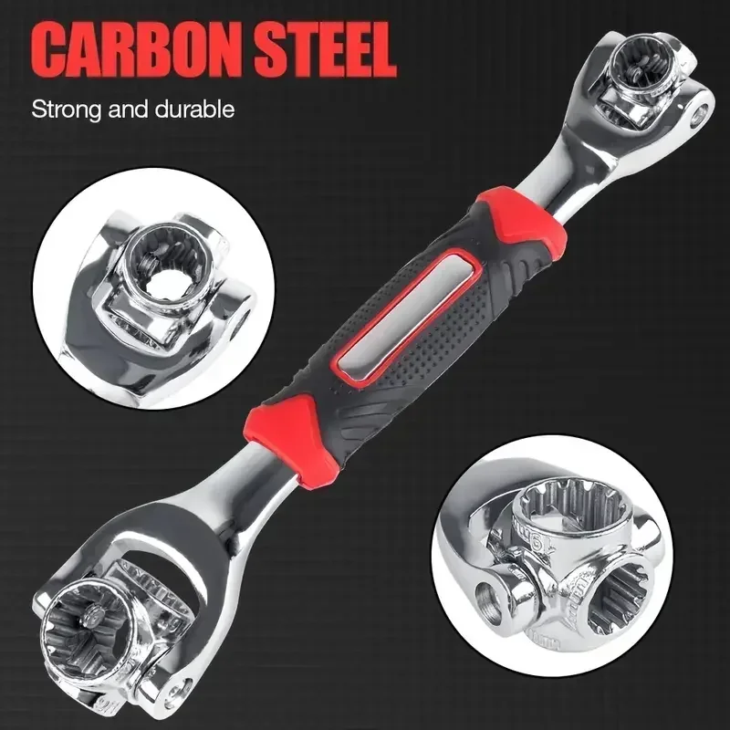 360° Rotation Double End Wrench, 52-in-1 Multi-Purpose Tool Wrench, 8-19mm Torque Socket Wrench, 12-Tooth Socket Wrench