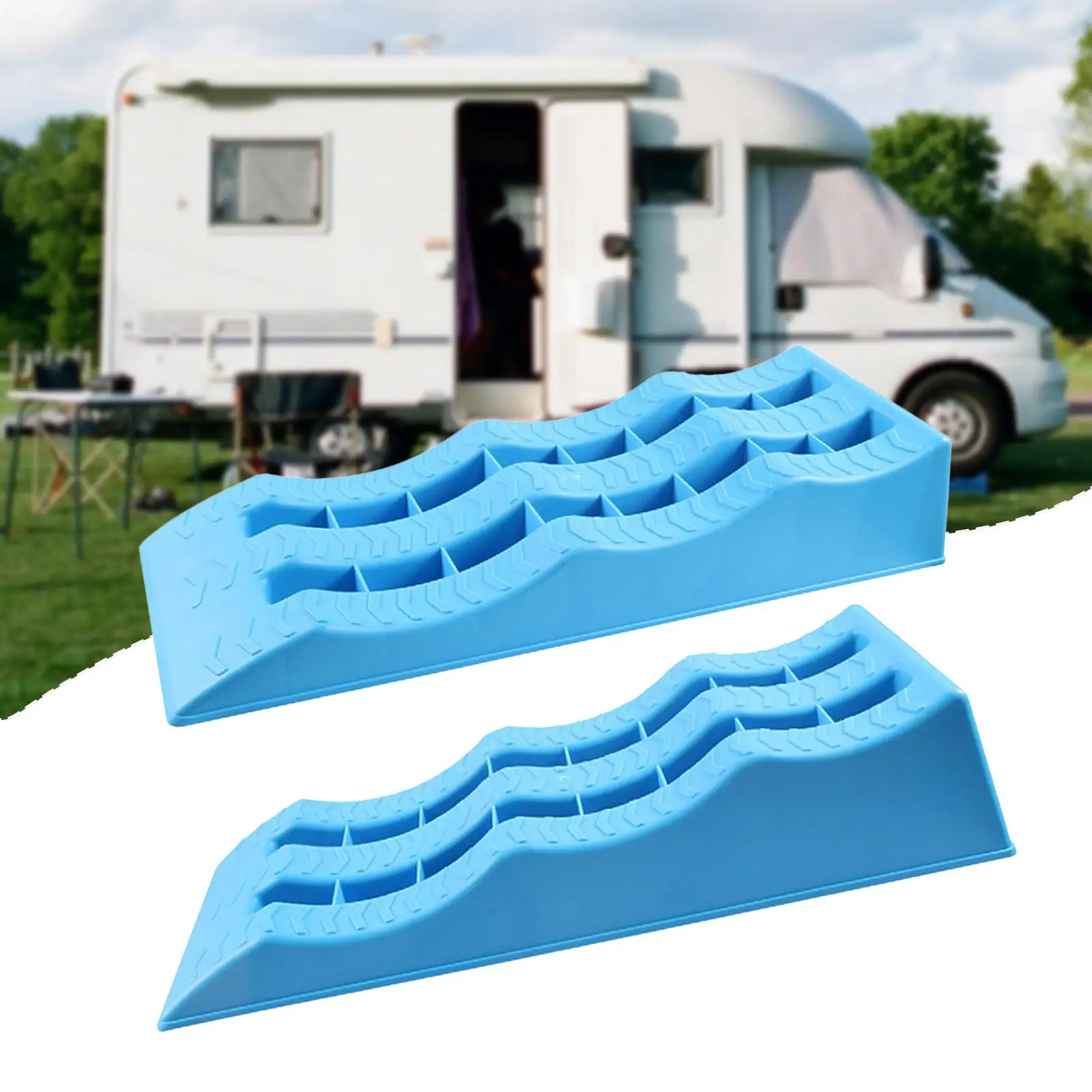 

2Pcs Automotive Leveling Ramps Car Wheel Chocks Leveler Practical 61x21.3x12cm