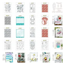 New DIY Happy Birthday Cake Gift Tags Honey Bee Hot Foil Plate Wisteria Peony Flowers Vintage Hive Cut Dies Stamps Stencils Set