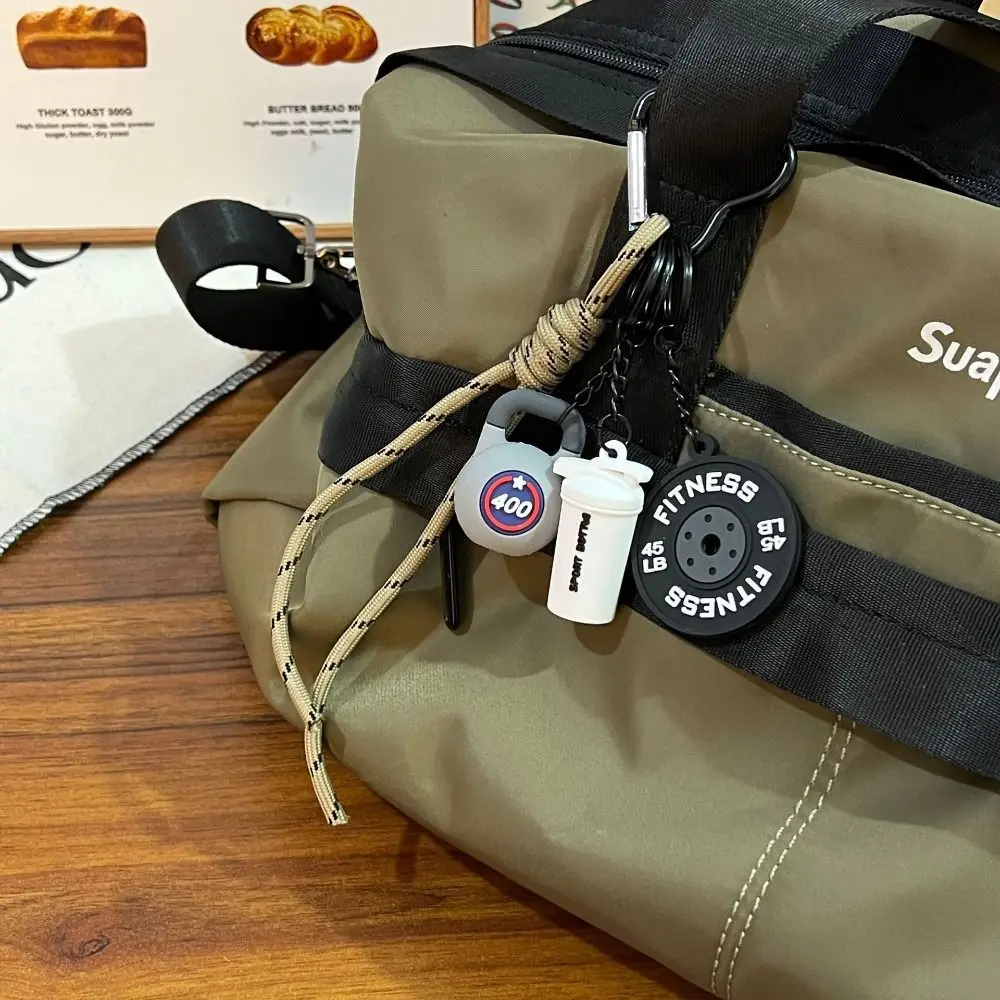 

Heart Buckle Fitness Series Pendant Kettlebells Mini Barbell Plates Bag Hanging Bag Charm Creative Simulation Dumbbells Keyring