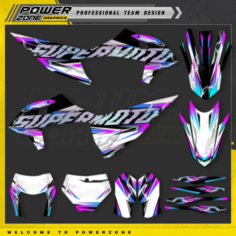 PowerZone Custom Team Graphics Backgrounds Decals Stickers Kit For KTM SX SXF MX 2019-2022 EXC XCW Enduro 20-23 125 to 500cc 172