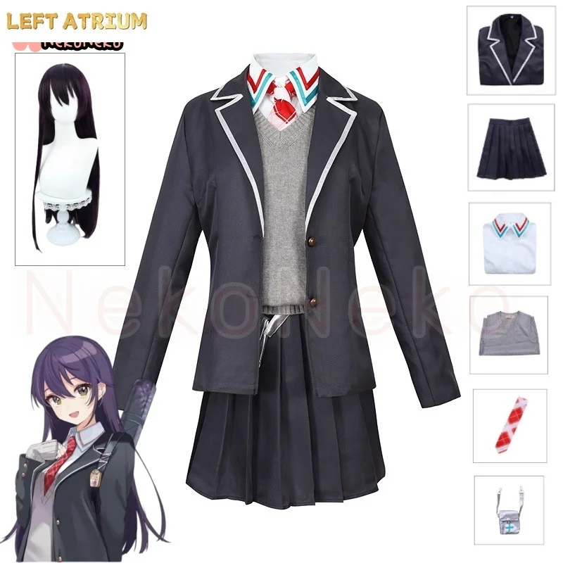 Costume de cosplay Anime Virtual YouTuber Kenmochi Toya, uniforme scolaire féminin VTuber, jupe, perruque, costume de carnaval sexy pour femme