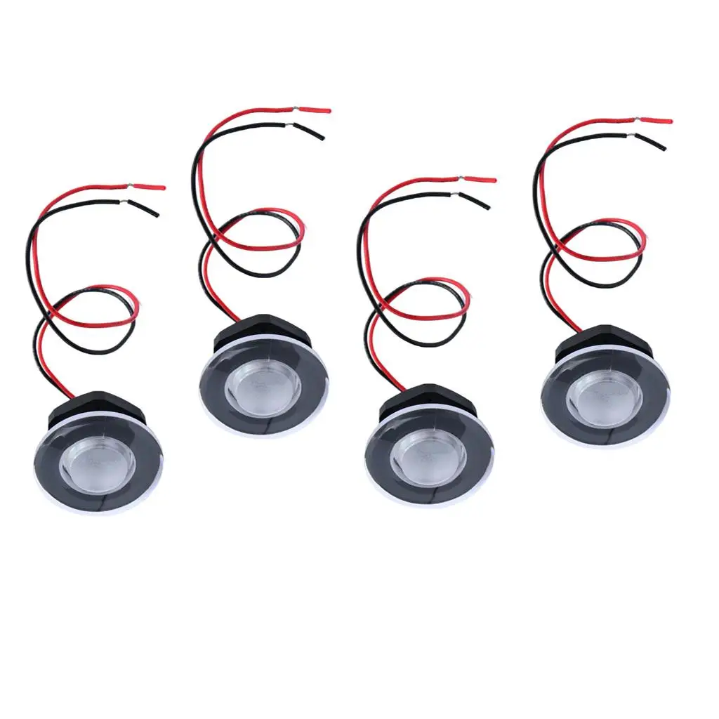 4Pcs Marine Boat Yacht RV Round Red LED Step Stair Deck Courtesy Light 12V