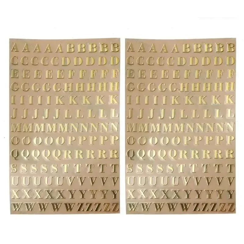 Oruola 704 Pegatinas de Letras Doradas, 1,09 cm Pegatinas de Números y Alfabeto Doradas, Pegatinas Autoadhesivas con Purpurina de Letras y Números para Manualidades DIY Arte Álbumes de Recortes