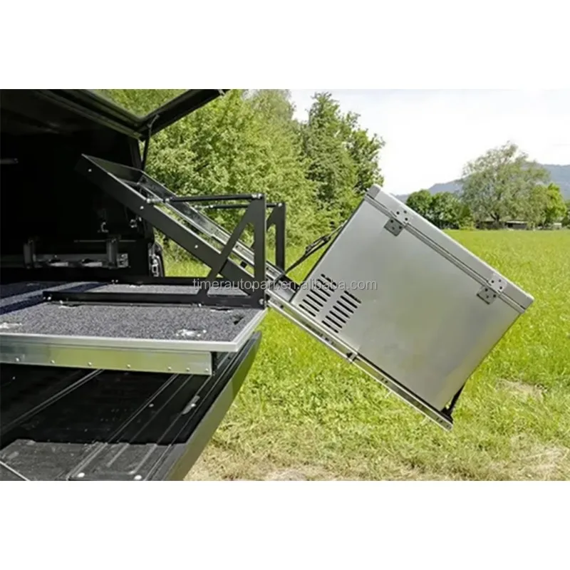 Selling 60L Overland SUV Fridge Slide Kit Pickups Truck Slider Drop Down Steel Refrigerator Tilt Rear Cargo Cooler Box Carrier