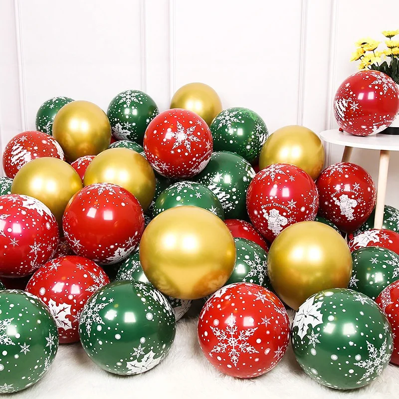 30pcs Christmas Latex Balloons Golden Green Ballons Christmas Decorations For Home Happy New Year 2025 Xmas Eve Party Supplies