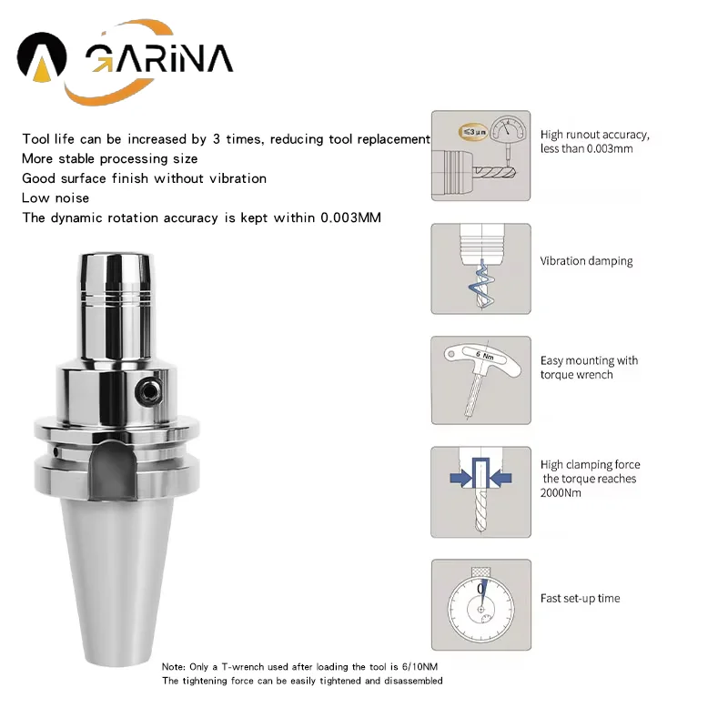 BT40 Hydraulic Tool Holder for Machining Center, High Precision 0.003,Hydraulic knife handle