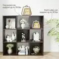 

3-Tier 9 Cube Storage Organizer, Wood Bookcase Cabinet Bookshelf Espresso