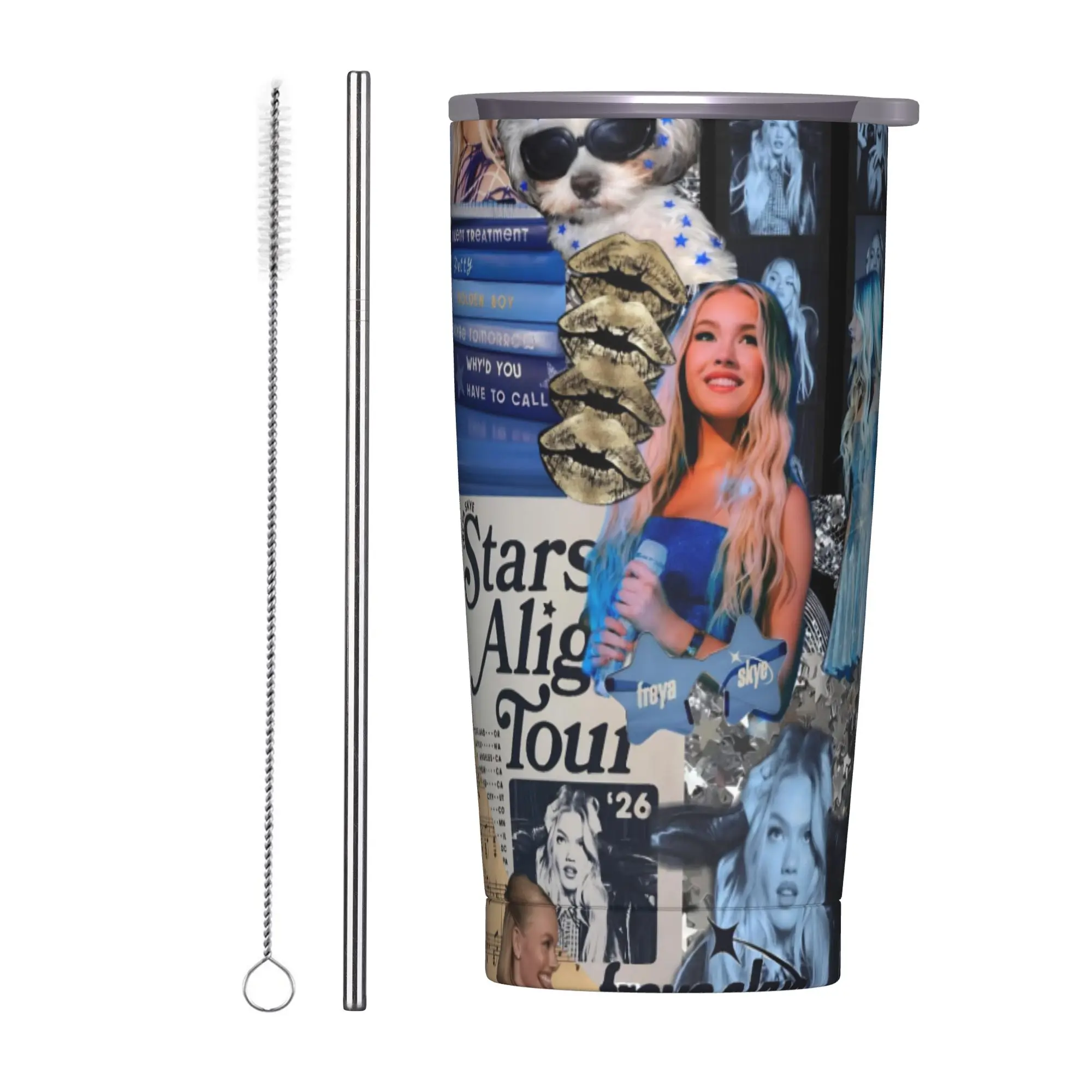 

Freya Skye Stars Align Tour 2026 Insulated Tumbler with Straws Stainless Steel Thermal Mug Outdoor Travel Car Bottle Cup 20oz