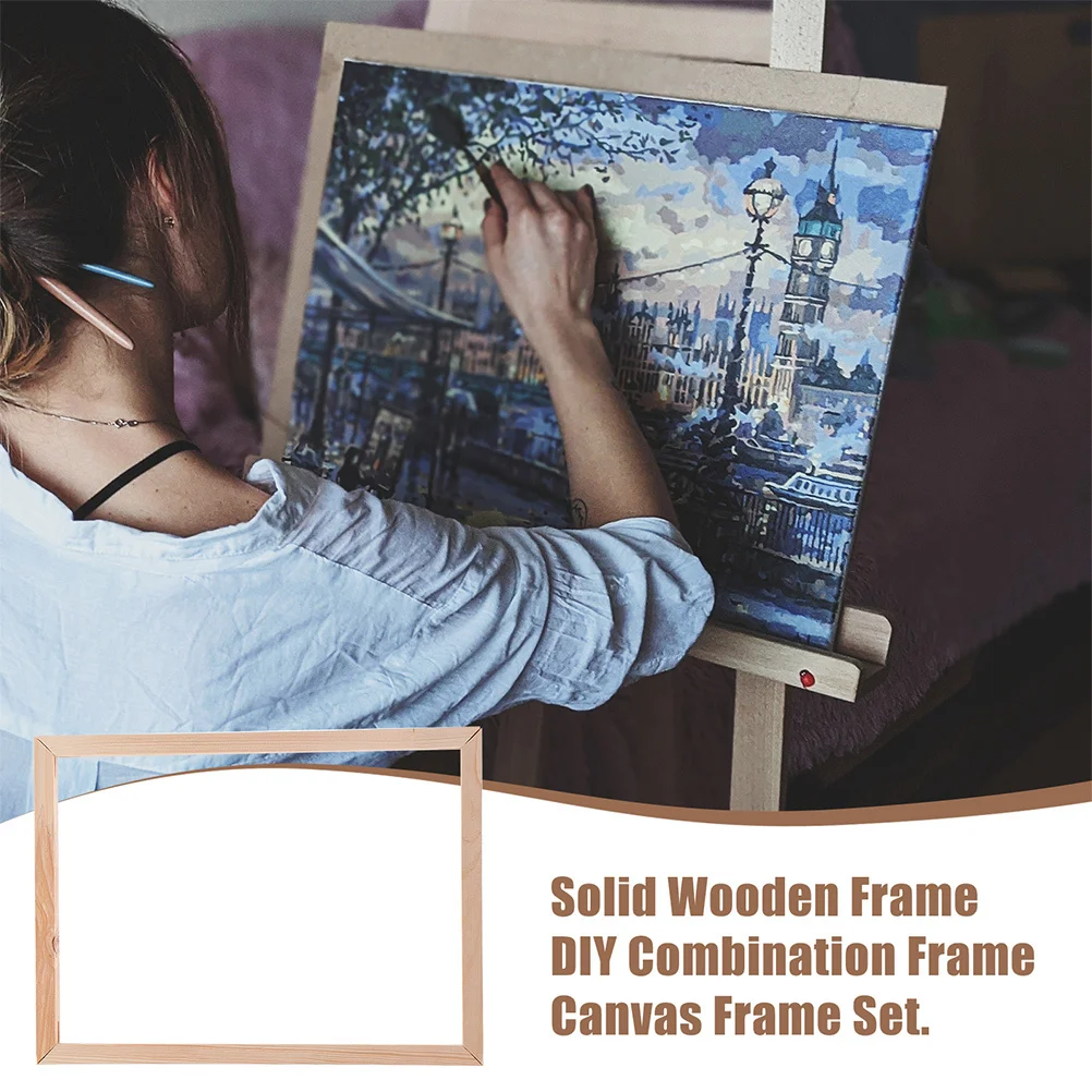 

2Sets Solid Wood Canvas Frame Bars Smooth DIY Painting Frame for Home Art Display Wear-Resistant Wooden Stretcher Bars