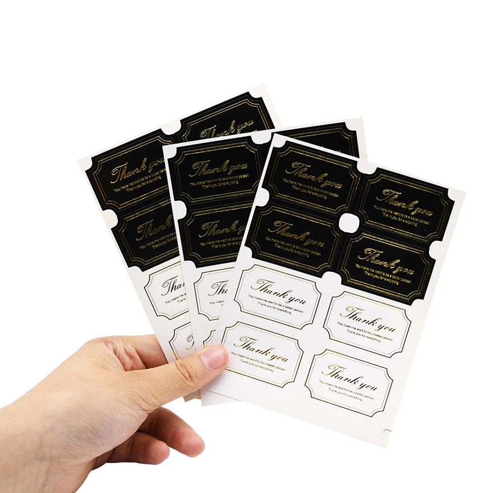 40-80pcs Rectangle Thank You Paper Color Stickers Decoration Labels Seal Scrapbook DIY Gift Cookie Cake Candy Bag