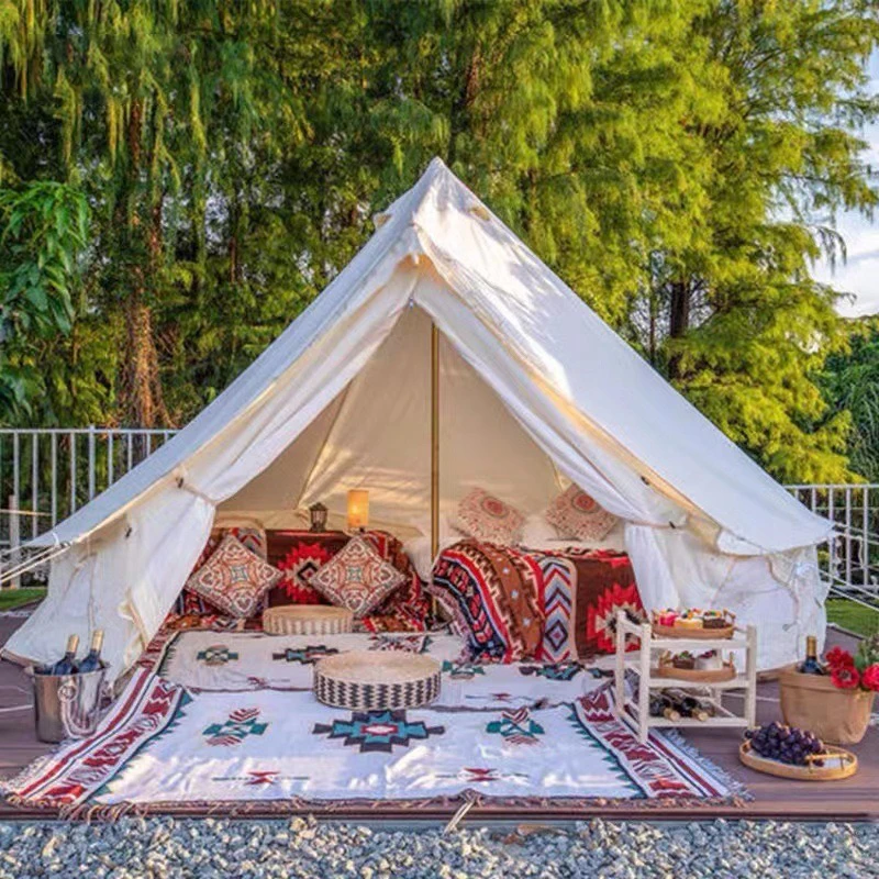 

Hot Sale Large Luxury 3M 4M 5M 6M 5 Persons Mongolian Canvas Luxury Glamping Camping Yurt House Bell Tent for Sale