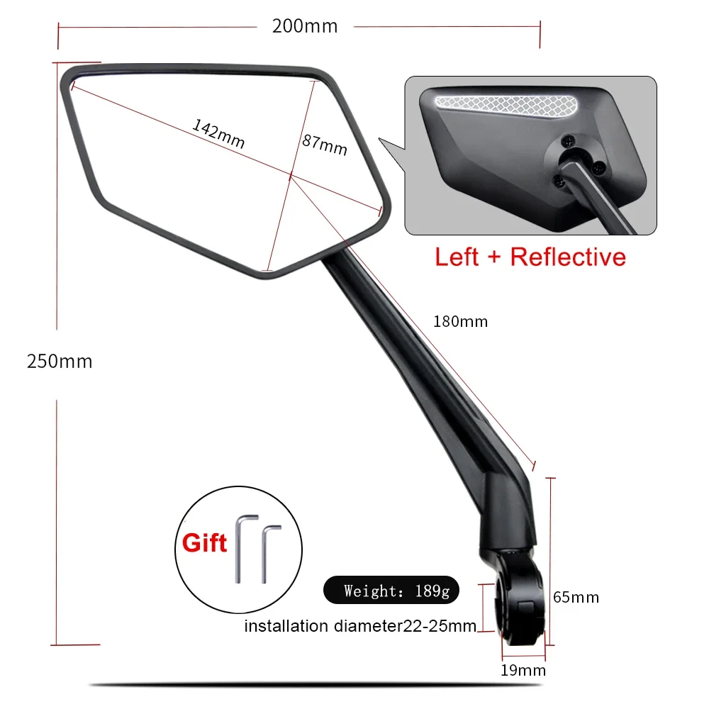 EasyDo NEW Patent Hot Sell Series Handlebar Bike Mirror HD Convex Glass Lens Blast-resistant Ebike Mirror