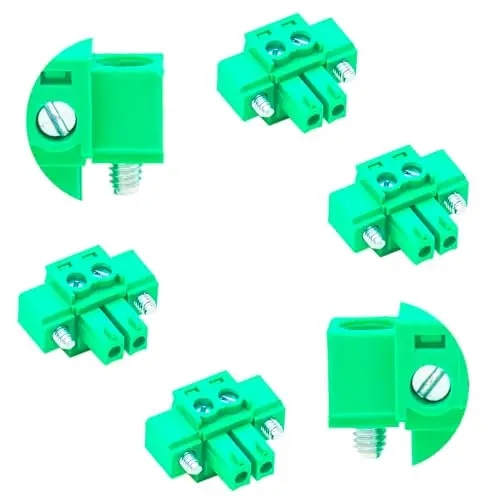 

8 PCS 3.81mm 2 Pin Phoenix Type Connector Green PCB Screw Plug Terminal Block 2 Pole with Screwable Flanges, 8PCS