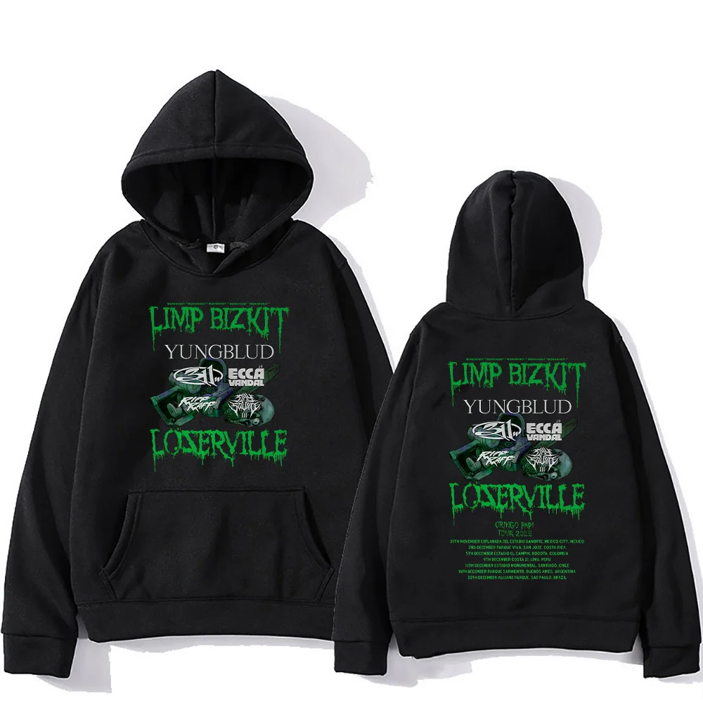 Men Women Hip Hop Limp Bizkit Loserville Tour Hoodies Rock Band Limp Bizkit Graphic Weashirts Casual Oversized Unisex Pullovers
