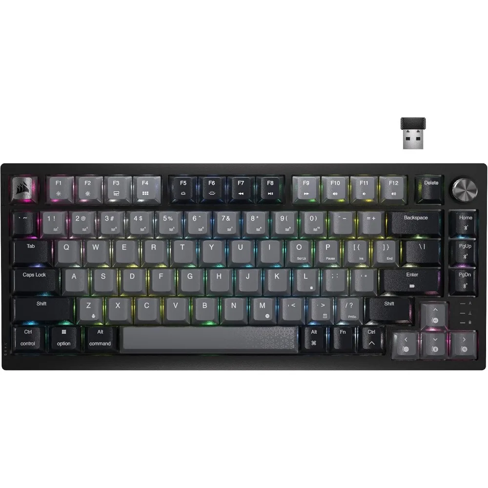 75% RGB Mechanical Keyboard, Linear Switches, PBT Keycaps - PC/Mac/PS5/PS4/Xbox/iPad Compatible - Black/Gray