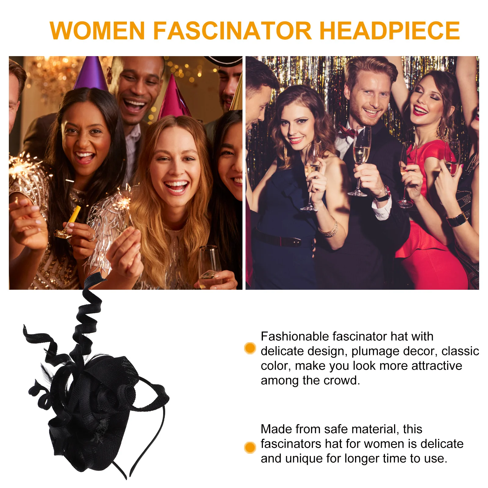 

Women Fascinator Hat Elegant Swirl Plumage Decoration Party Hat Tea Party Headpiece Comfortable Wear Women Fascinator