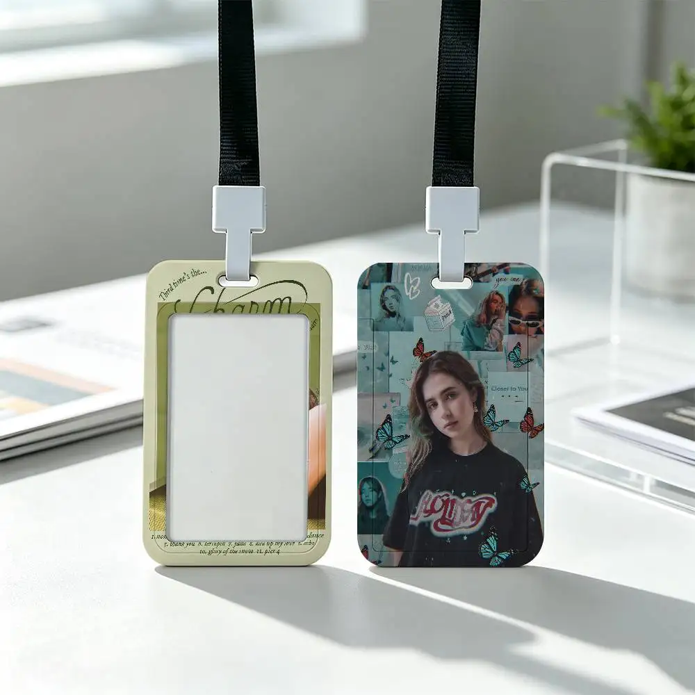 C-Clairo Singer Clear Window ID Card Holder, Business Badge Holder With Neck Lanyard, Office Work Permit Card Cover