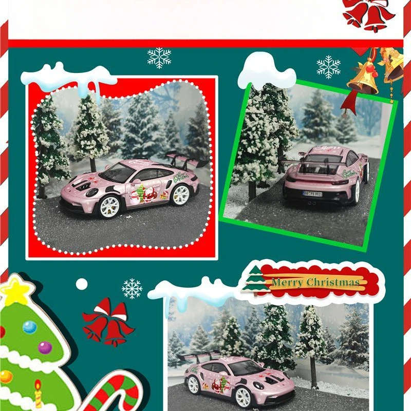 1/64 Porsche 911 992 GT3 RS Christmas Painting Christmas Limited Scene Alloy Car Model