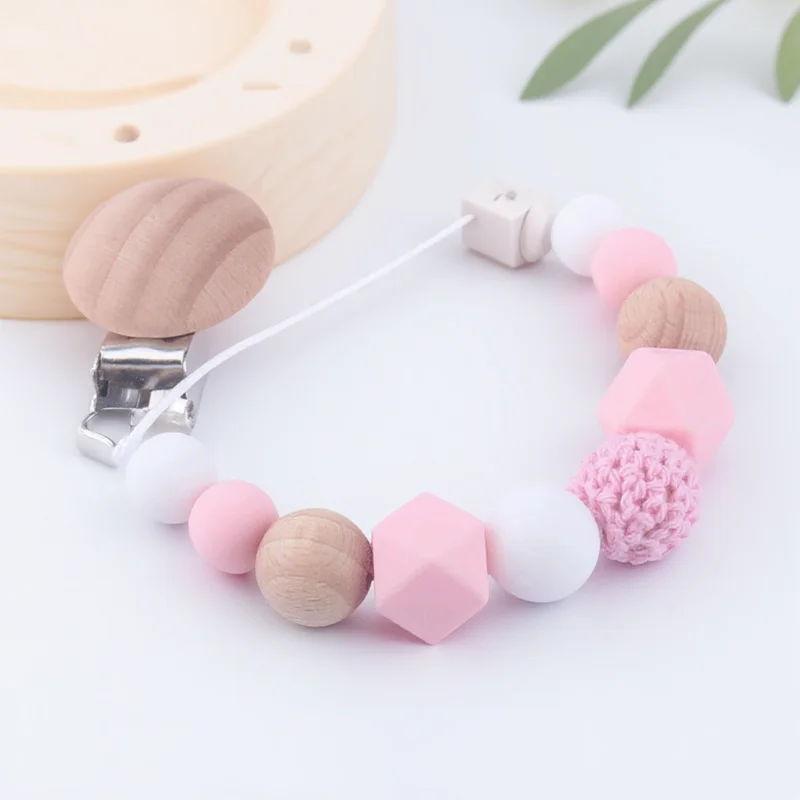 

Мягкий силиконовый держатель для детской соски с прорезывателем, цепочкой против падения и молярной игрушкой для ухода за новорожденными