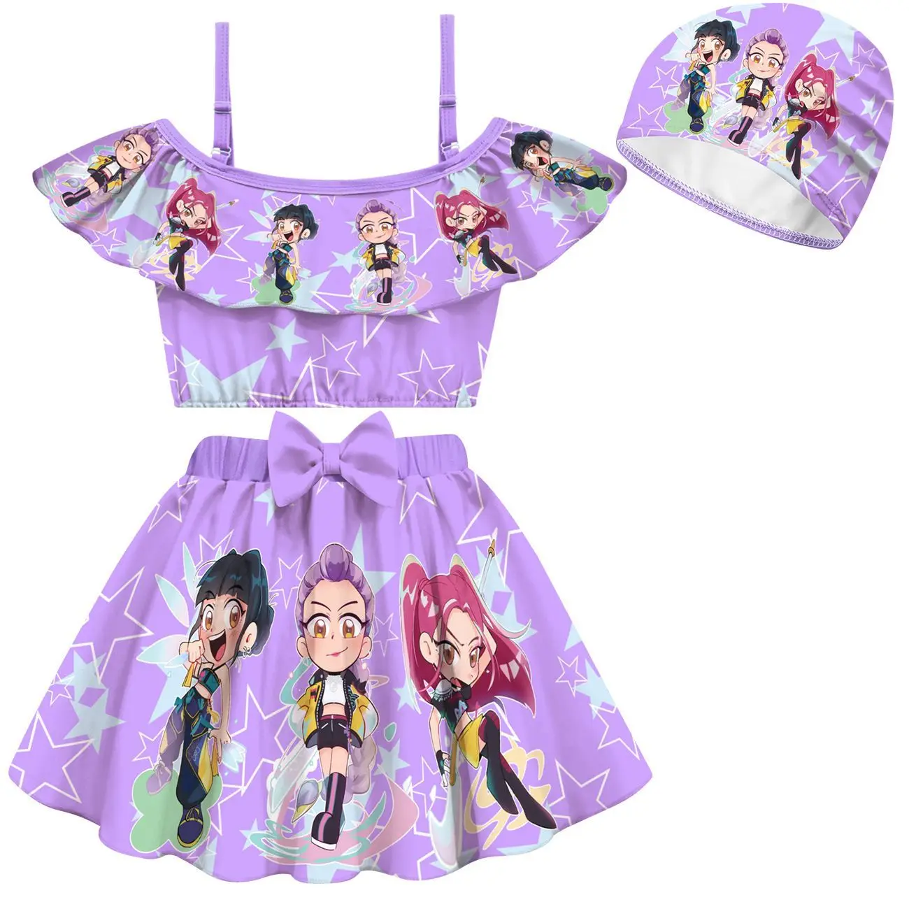 

Children's Swimsuit Girls K-POP Witch Hunters Rumi Swimsuit Little Girl Baby Cute Swimming Set Hot Spring