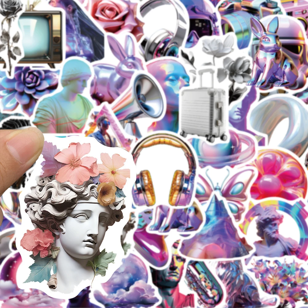 10/30/50 قطعة ثلاثية الأبعاد رسومات حمض Vaporwave ملصقات الكرتون ثلاثية الأبعاد الشارات الأمتعة سكيت لطيف DIY بها بنفسك كول الكتابة على الجدران طفل هدية ملصق