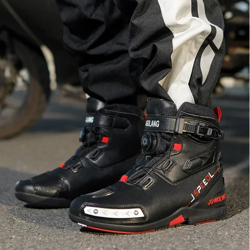 

Men Motorcycle Boots Motorboats Boots Motorcyclist Motocross Boot Motobike Shoes With Gear Shift Wear-resistant Pads Botas Motor