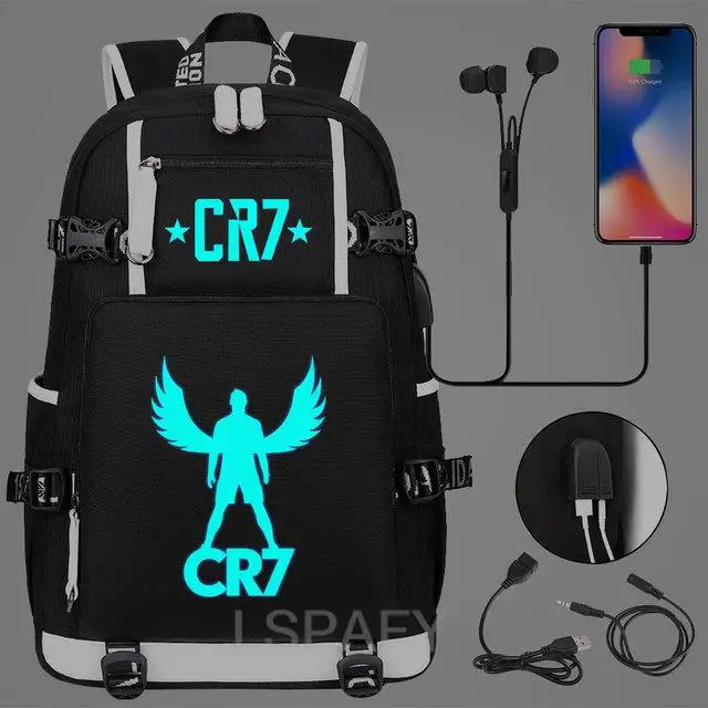 Luminous CR7 Football Backpack Waterproof Children\'s backpack Boys Girls Senior High School Teens backpack Mochila Infantil