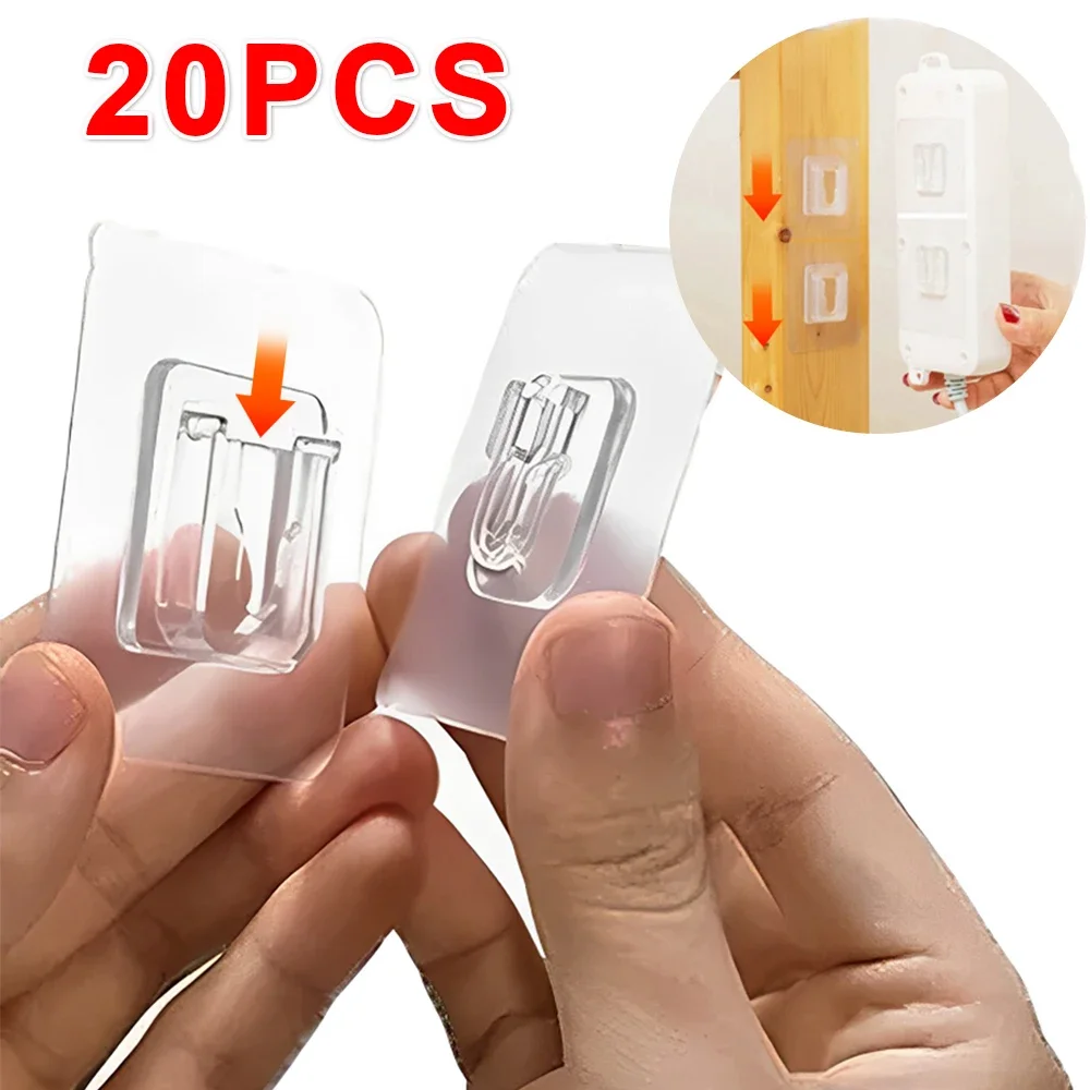 20/2Pcs Double Sided Adhesive Wall Hooks Waterproof Transparent Suction Cup Storage Hook For Kitchen Bathroom Organizer Holders