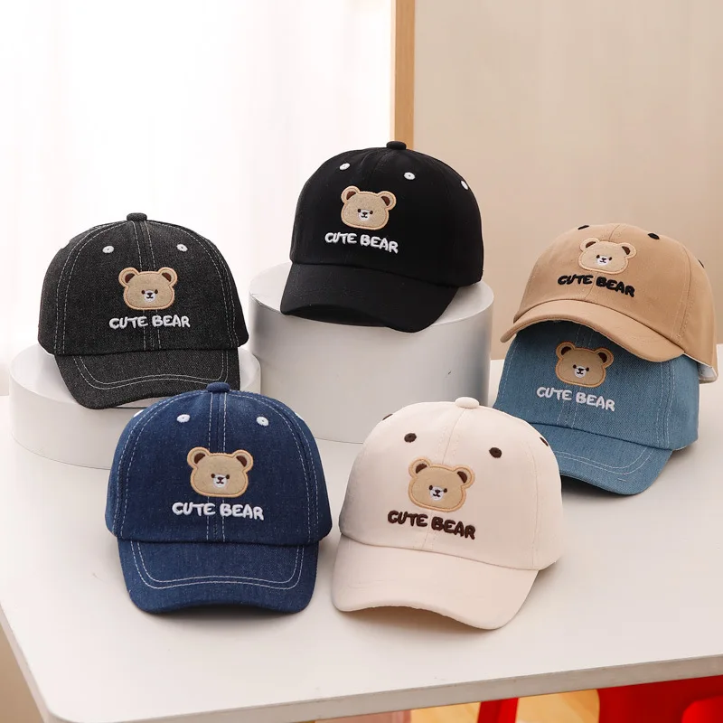 Cute Bear Embroidery Letter Baby Baseball Cap New Summer Sunhat Boys Girls Cotton Snapback Caps Kid Hip Hop Fishing Hat 2-6Y