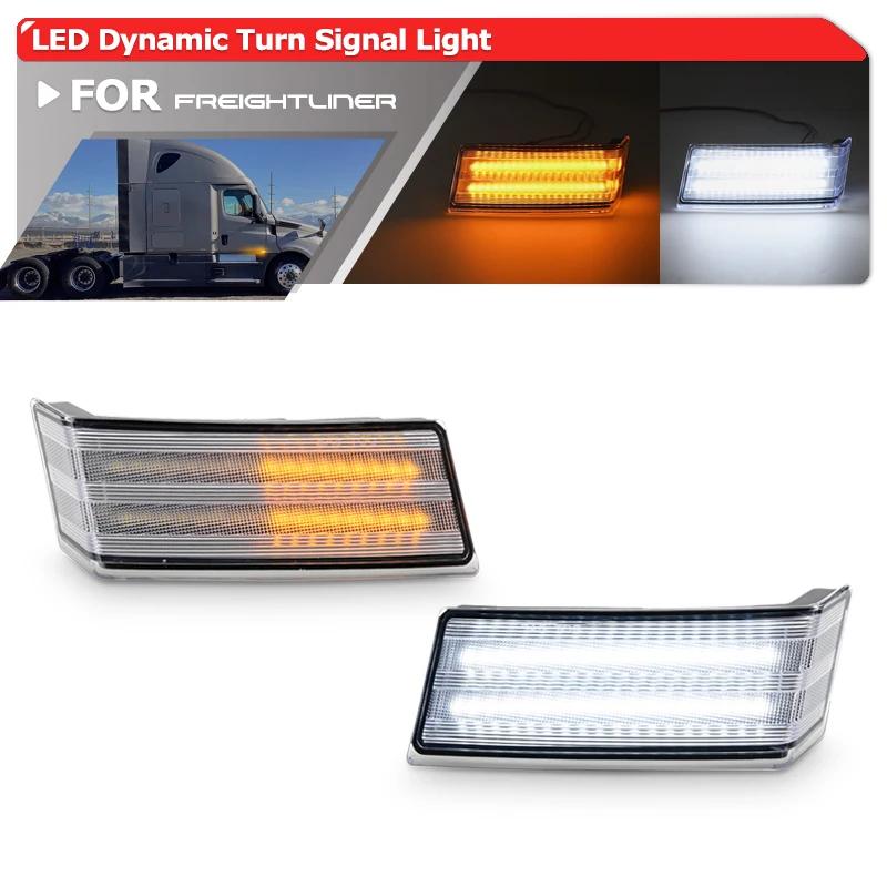 

For 2018-2025 Freightliner Cascadia Switchback LED Dynamic Turn Signal Lights Parking Sidelights Marker Lamp Foot Step Light