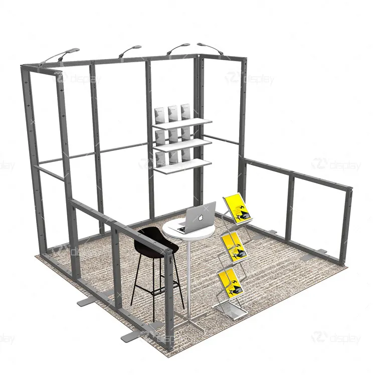 10x10 3x3m Linear Modular Metal Frame Advertising Exhibition Fair Trade Show Event Display Booth Stand With Shelf