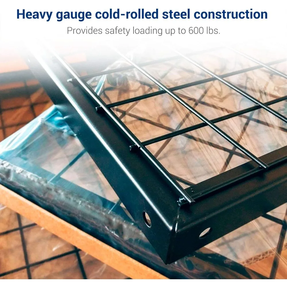 4x8 Overhead Garage Storage Rack w/Hooks Adjustable Ceiling Storage Racks, 96 Length x 48 Width x 40 Height, 22''-40