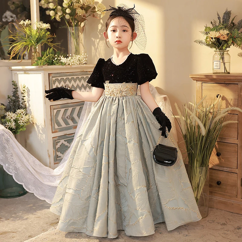 

Children'S Model Walk Show Skirt Cute Women Hostess Princess Clothes Little Girl Shawl Piano Performance Dress Summer