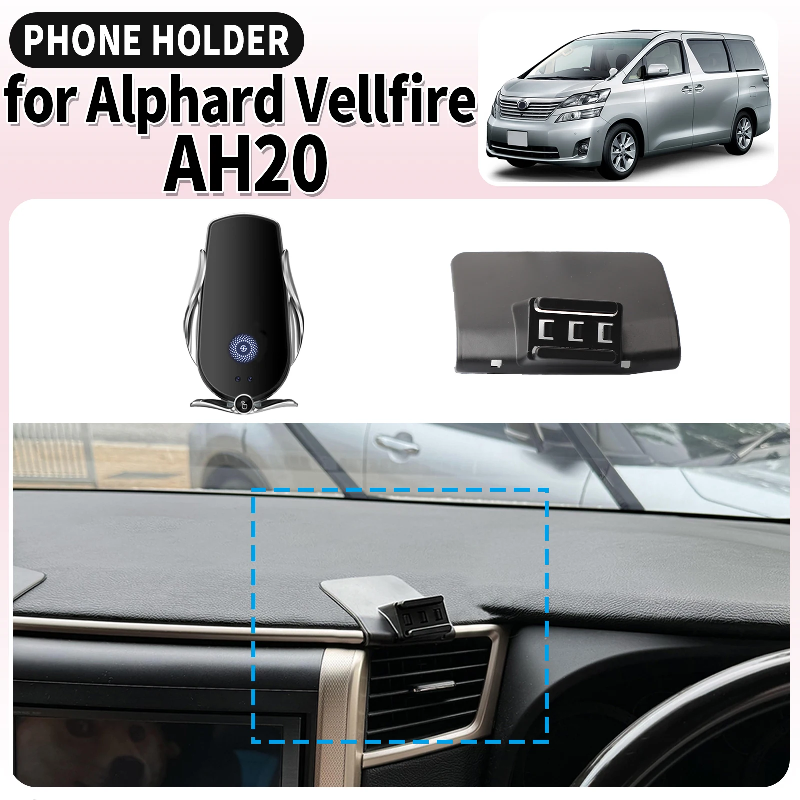 

fit for Toyota Alphard Vellfire 20 AH20 2010-2014 RHD Screen Base Mount Phone Holder Dedicated Clip-On Navigation Bracket Car​​