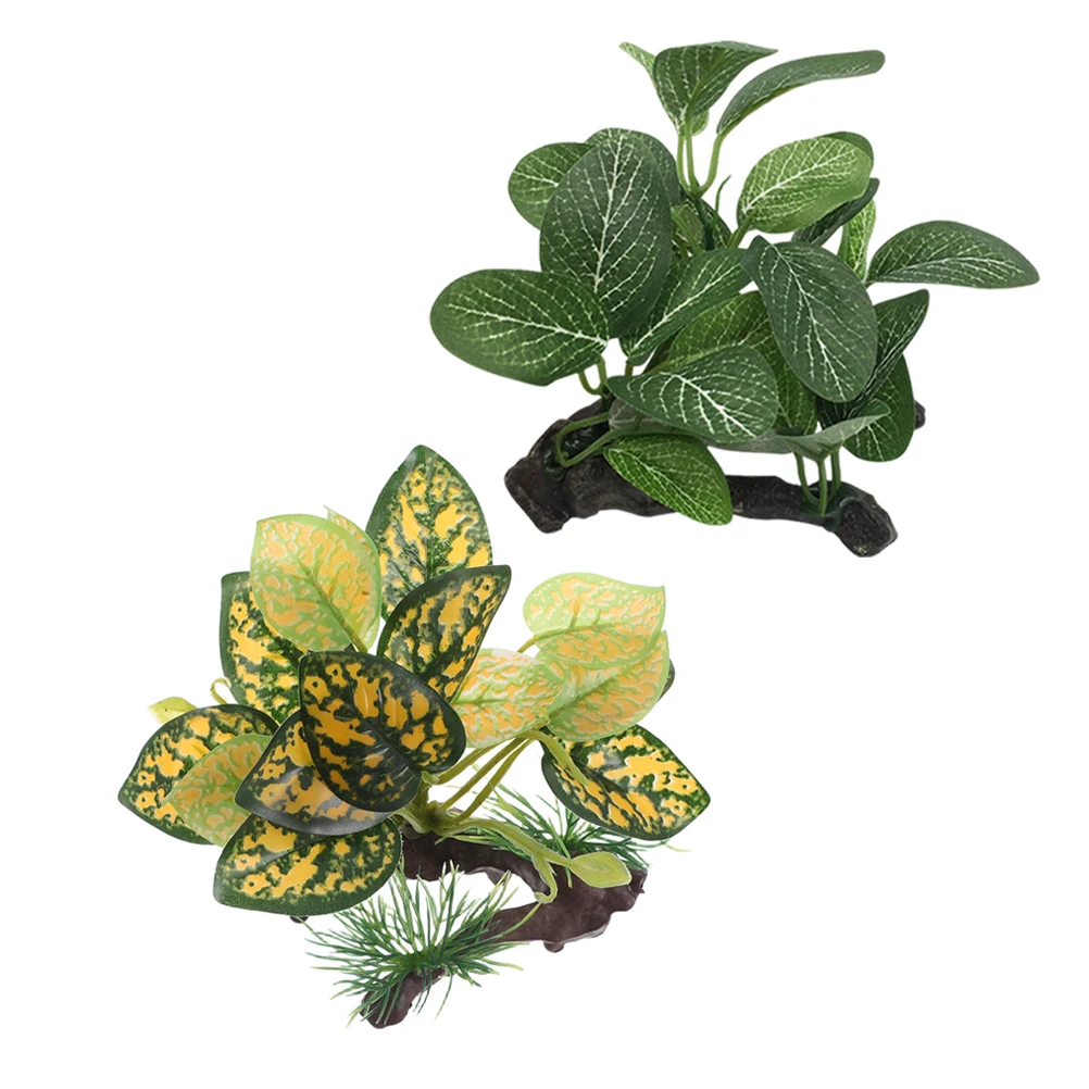 

Decorative Fish Tank Accessories - 2PCS Realistic Plastic Aquarium Grass Plants - Easy Setup Fish Hides Hammock For Small Tanks