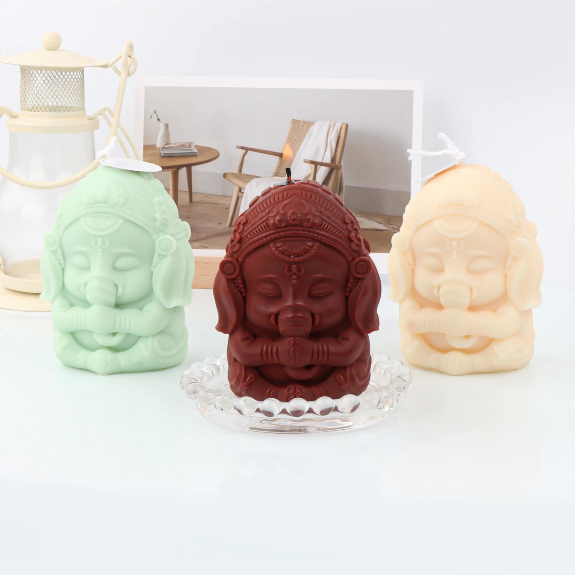 India Ganesha Candle Silicone Mold for Handmade Chocolate Decoration Gypsum Aromatherapy Soap Resin Candle Silicone Mould