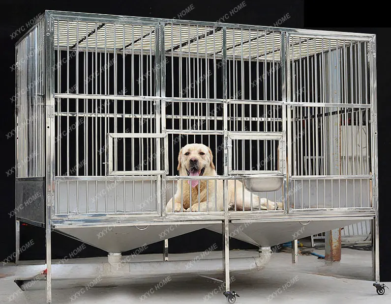 Stainless Steel Dog Cage Large Dog Special Border Collie Golden Retriever Labrador Medium-Sized Dog 304 Large Dog Cage