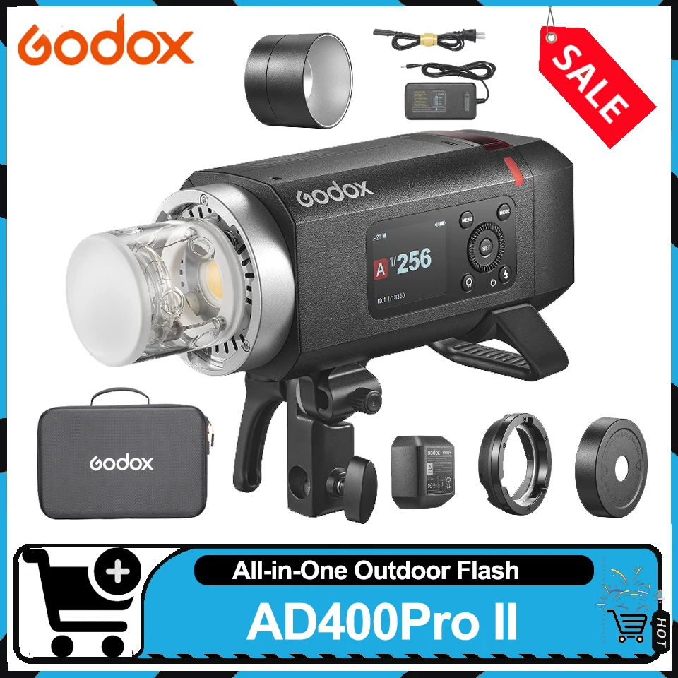 

Godox AD400Pro II 400Ws TTL HSS Flash Light All-in-One Outdoor Flashwith Built-in 2.4G Wireless X System for Video Studio